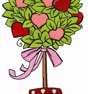 Valentine tree embroidery design