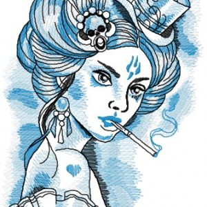 Visious woman embroidery design