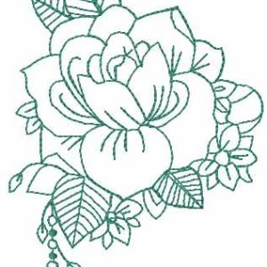 Vintage green rose embroidery design