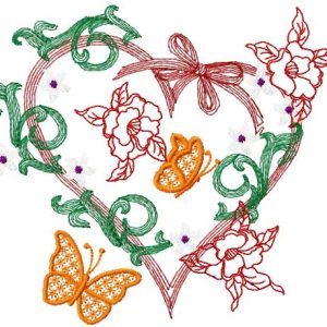Vintage heart embroidery design