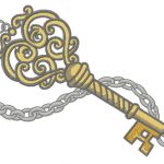 Vintage key embroidery design