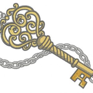 Vintage key embroidery design