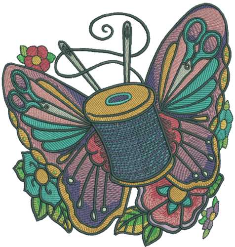 Vintage needlework set embroidery design