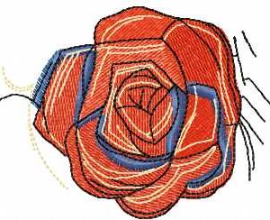 Vintage red rose embroidery design