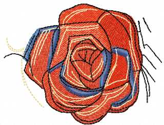 Vintage red rose embroidery design