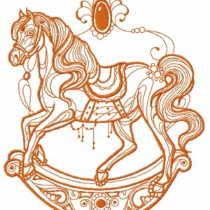 Vintage rocking horse embroidery design