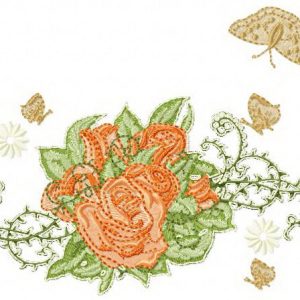 Vintage rose embroidery design