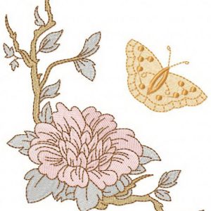 Vintage sakura in bloom embroidery design