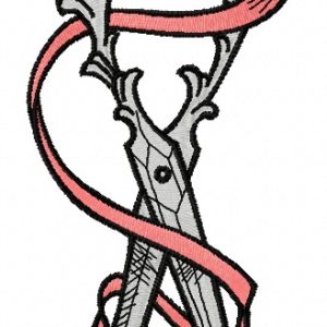 Vintage scissors and ribbon 2 embroidery design