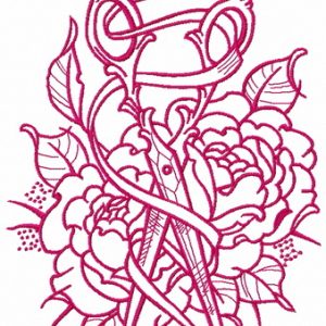 Vintage scissors and ribbon 3 embroidery design