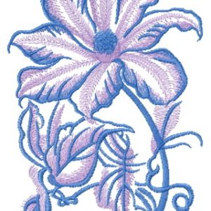 Violet clematis embroidery design