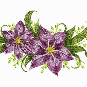 Violet flowers embroidery design