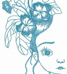 Violets wreath on head embroidery design