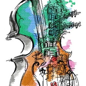 Violin music embroidery design