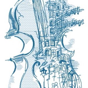 Violin music one color embroidery design