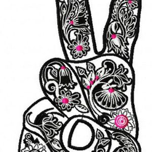 Victory symbol 2 embroidery design