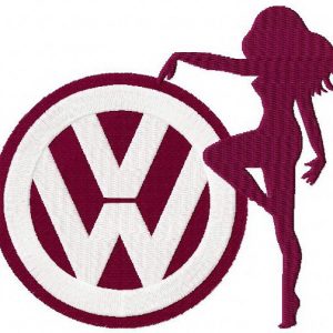 Volkswagen woman silhouette logo embroidery design
