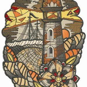Voyage collage embroidery design
