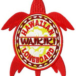 Waikiki turtle badge embroidery design