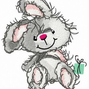 Waiting for big present embroidery design