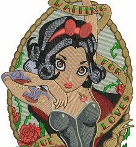 Waiting for true loves kiss embroidery design