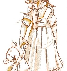 Walking away embroidery design