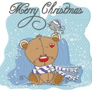 Teddy's warm scarf embroidery design