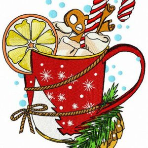 Warming cocoa embroidery design