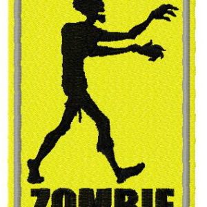 Warning zombie outbreak sign embroidery design