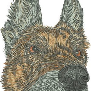 Wary dog embroidery design