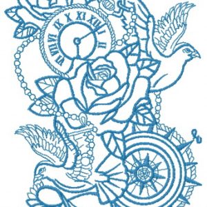Wedding composition with pigeons embroidery design