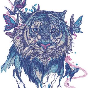 Wet tiger embroidery design