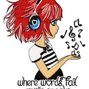 Where words fail music speaks embroidery design