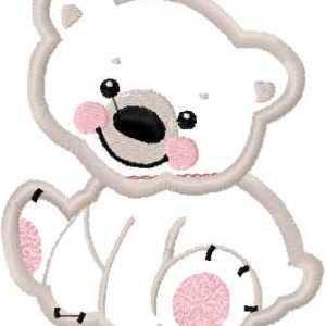 White bear applique embroidery design