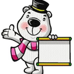 White bear the magician embroidery design