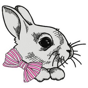 White bunny 4 embroidery design