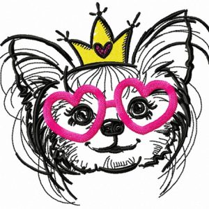 White chihuahua embroidery design