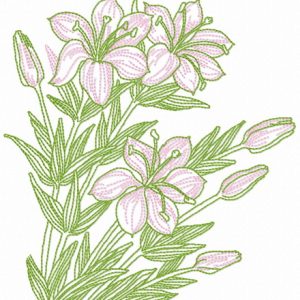White lilies embroidery design