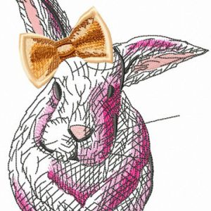 White rabbit embroidery design