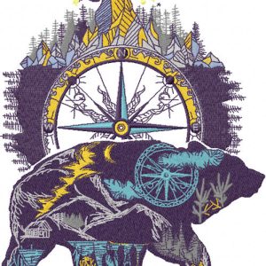 Wild bear embroidery design