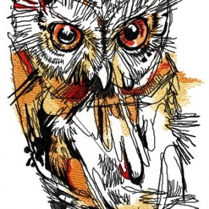 Wild owl autumn sletch style embroidery design