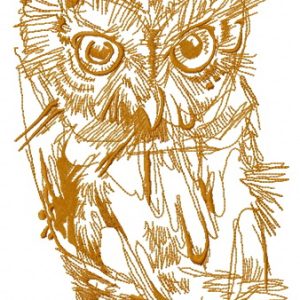 Wild owl one color embroidery design