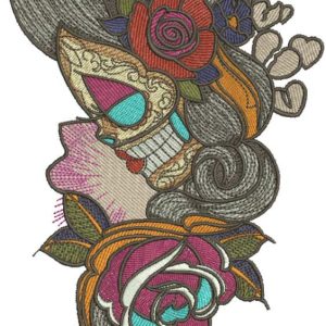 Wild rose girl embroidery design