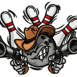 Wild West bowling embroidery design
