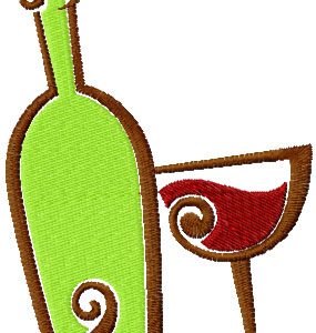 Wine and Bottle embroidery design