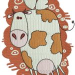 Winged cow embroidery design