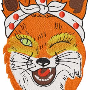 Winking fox embroidery design