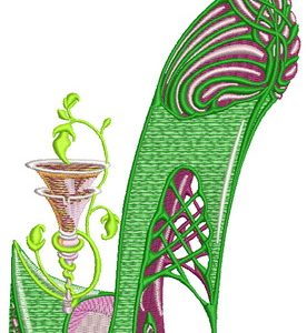 Winking high heel embroidery design