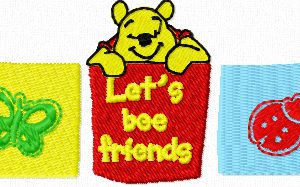 Winnie Pooh Let's bee friends embroidery design