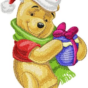 Winnie Pooh with Christmas Honey embroidery design